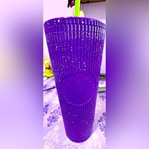 Starbucks 2024 Purple Pleated Speckle Glow in the Dark Halloween Tumbler